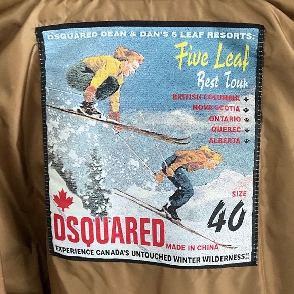 DSQUARED Down Women’s Parks Jacket Puffer Tan Gold Bronze Luxury S Oversized - Picture 6 of 16